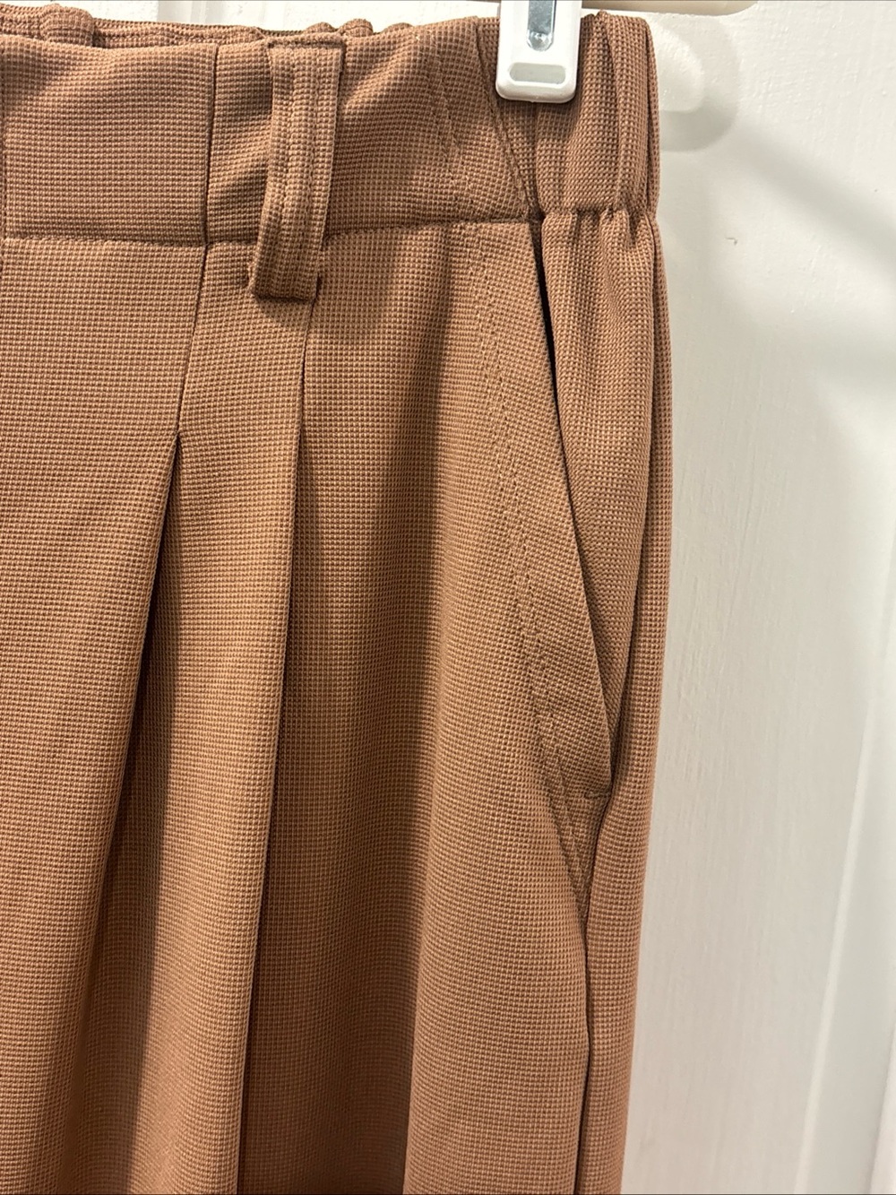 Halara Women’s High Waisted Pocket Wide Leg Waffle Work Pants Size M Tall Brown - Picture 6 of 8